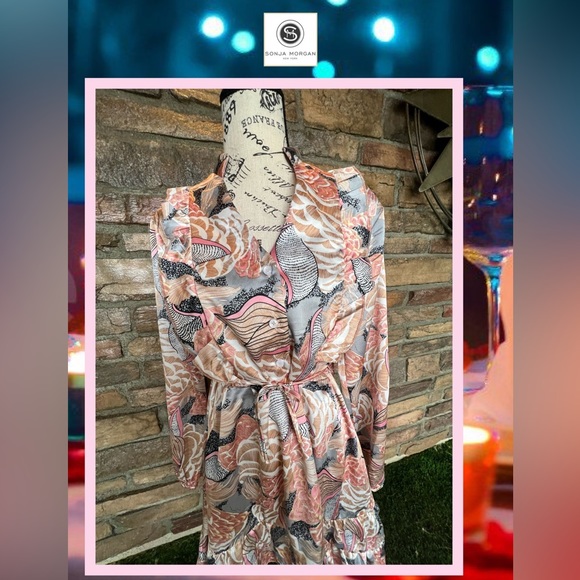 Sonja by Sonja Morgan Mystical Floral tie Ruffle Dress Size S - Picture 8 of 15